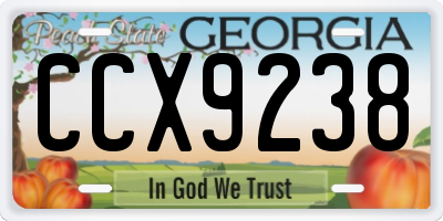 GA license plate CCX9238