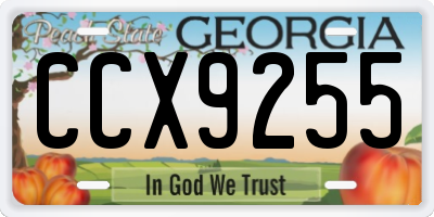 GA license plate CCX9255