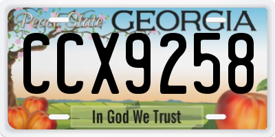 GA license plate CCX9258