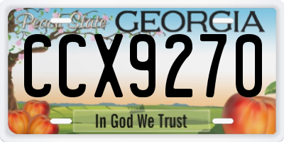 GA license plate CCX9270