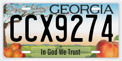 GA license plate CCX9274