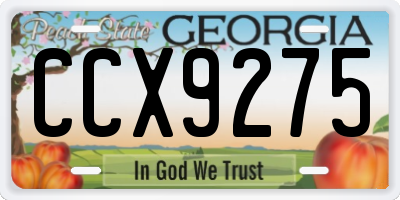 GA license plate CCX9275