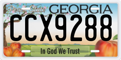 GA license plate CCX9288