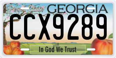GA license plate CCX9289