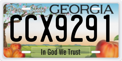 GA license plate CCX9291