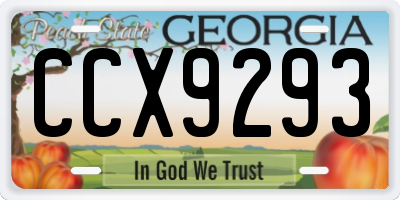 GA license plate CCX9293