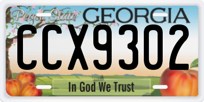 GA license plate CCX9302