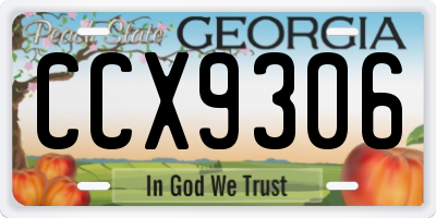 GA license plate CCX9306