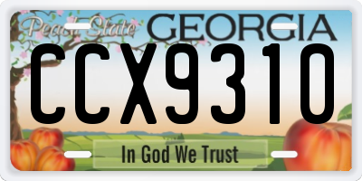 GA license plate CCX9310