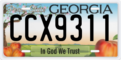 GA license plate CCX9311