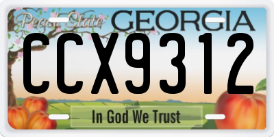 GA license plate CCX9312