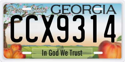 GA license plate CCX9314