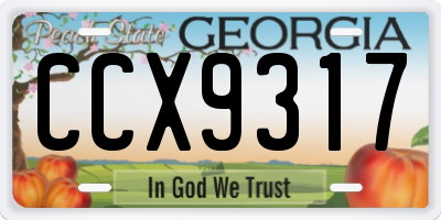GA license plate CCX9317