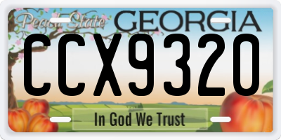 GA license plate CCX9320
