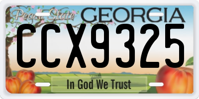 GA license plate CCX9325