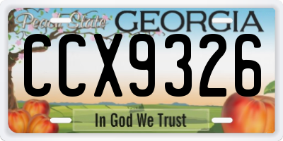 GA license plate CCX9326