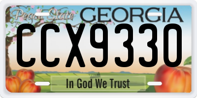 GA license plate CCX9330