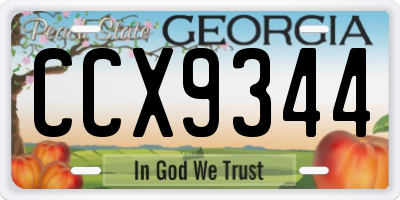 GA license plate CCX9344