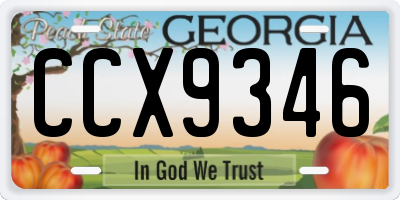 GA license plate CCX9346