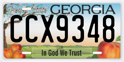 GA license plate CCX9348