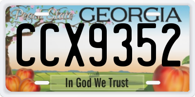 GA license plate CCX9352