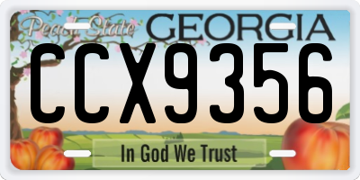 GA license plate CCX9356