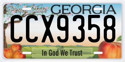 GA license plate CCX9358