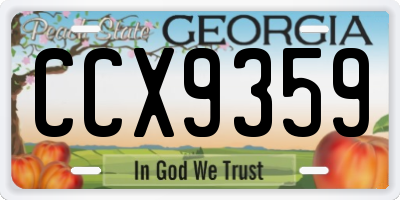 GA license plate CCX9359
