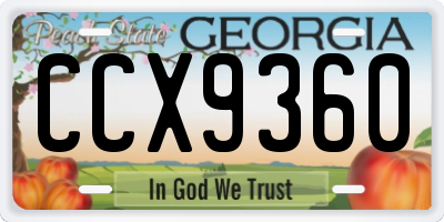 GA license plate CCX9360