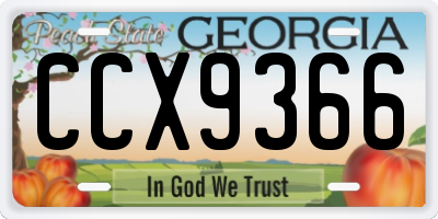 GA license plate CCX9366