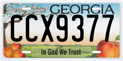 GA license plate CCX9377