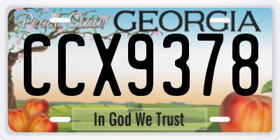 GA license plate CCX9378
