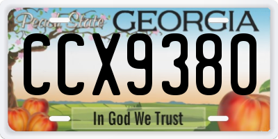 GA license plate CCX9380