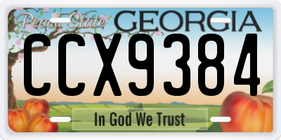 GA license plate CCX9384