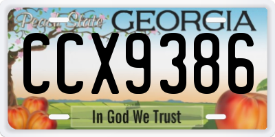GA license plate CCX9386