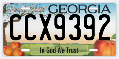 GA license plate CCX9392