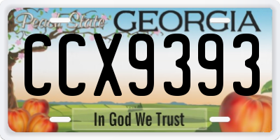 GA license plate CCX9393