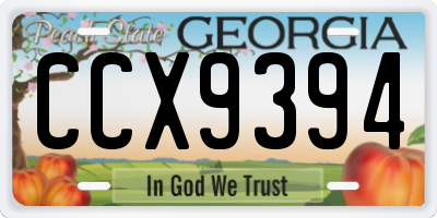 GA license plate CCX9394