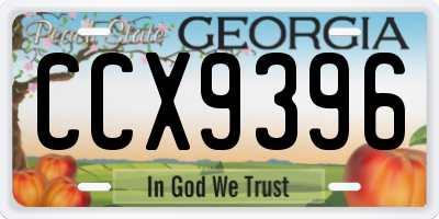 GA license plate CCX9396