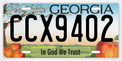GA license plate CCX9402
