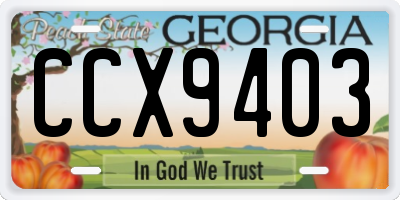GA license plate CCX9403