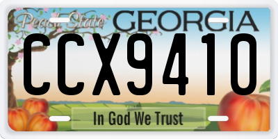 GA license plate CCX9410
