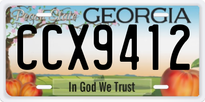 GA license plate CCX9412