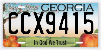 GA license plate CCX9415