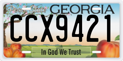 GA license plate CCX9421