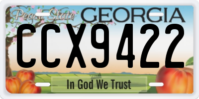 GA license plate CCX9422