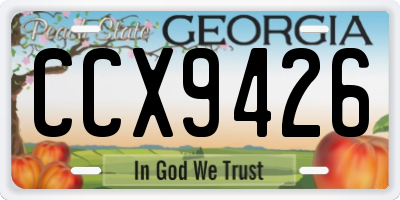GA license plate CCX9426