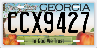 GA license plate CCX9427