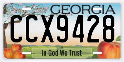 GA license plate CCX9428
