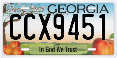 GA license plate CCX9451